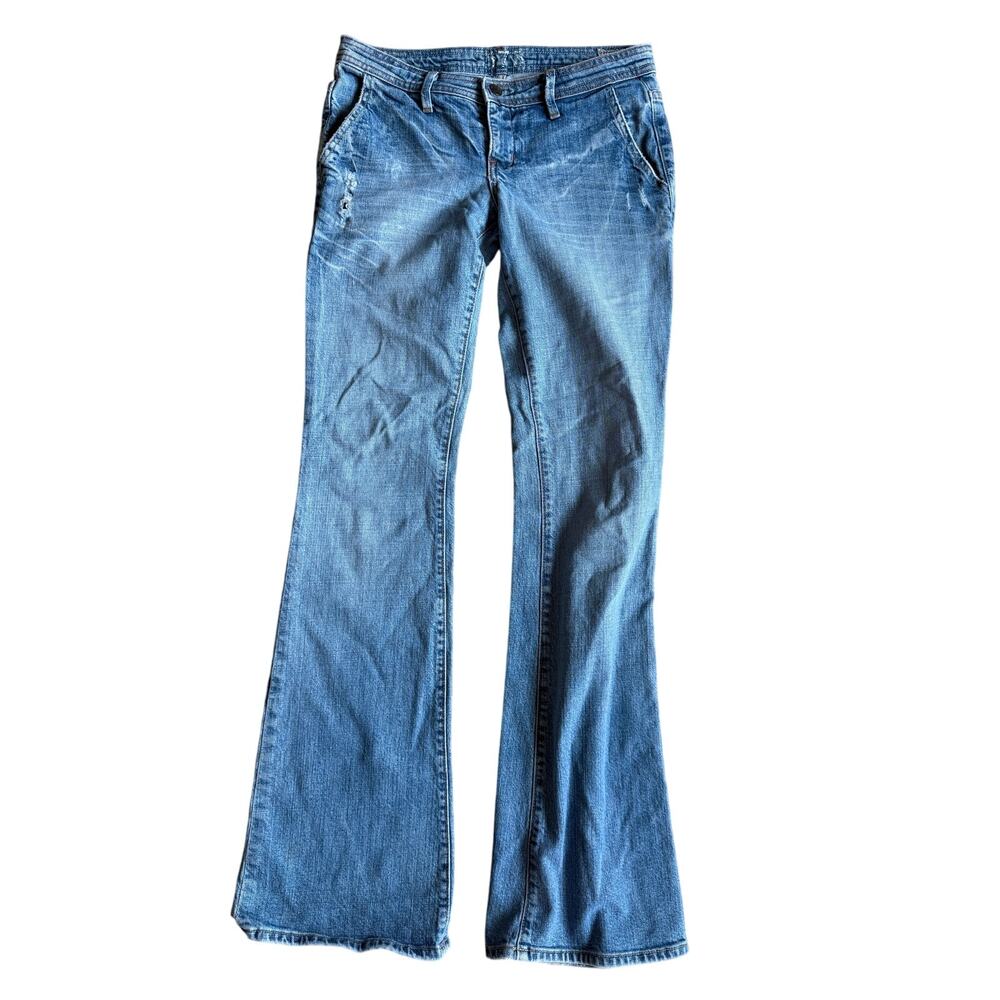 VTG 575 Los Angeles Jeans Womens 27 Distressed Low Rise Penny Buttons Boot Flare